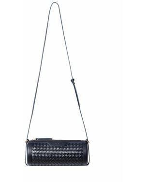 Owlish Studio Reef Woven Vegan Leather Cylinder Bag - White