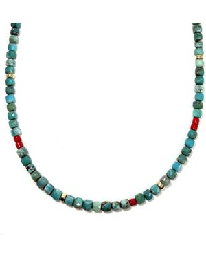 Rachel Nathan Mini Beaded & Coral Necklace - Metallic