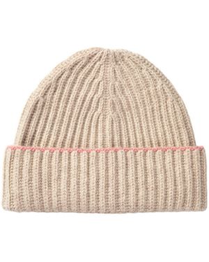 Kinalba Neutrals Ladies Camel Chunky Ribbed Cashmere Beanie Hat - Natural
