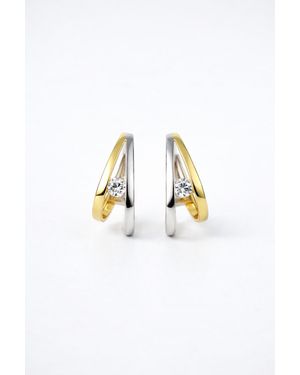 The Link Between Pile Poil Two Tone Hoop Earrings - Metallic