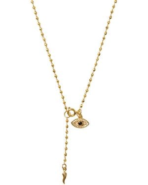 Alexie of Athens Protection Evil Eye Bead Lariat - Metallic