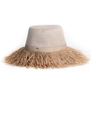 Victoria Slavinskaia Neutrals Wide-Brim Hat With Raffia Fringe - Natural