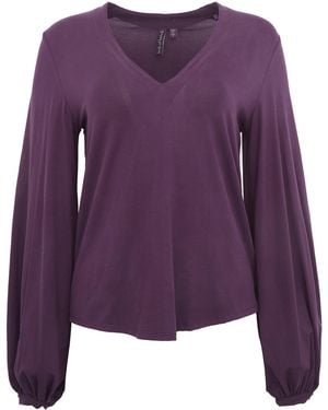 lords of harlech Val Long Sleeve V-Neck Shirt - Purple