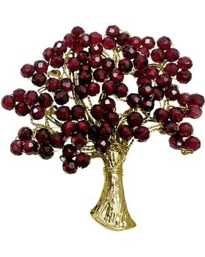 Farra Natural Garnet Handcrafted Tree Brooch - Red
