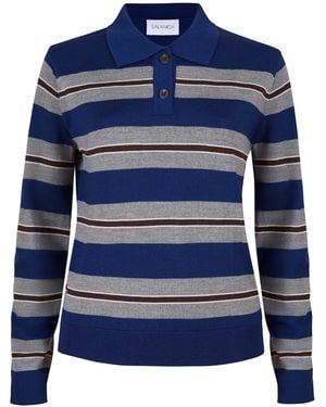 SALANIDA Galante 100% Merino Polo Top Stripes - Blue