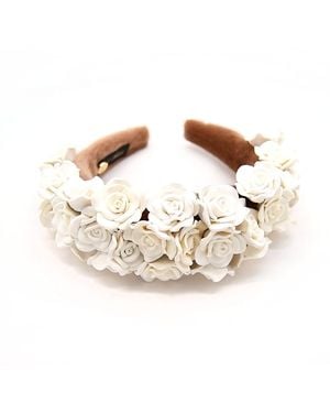 ADIBA Dusty Rose Floral Vanilla Headband - Metallic