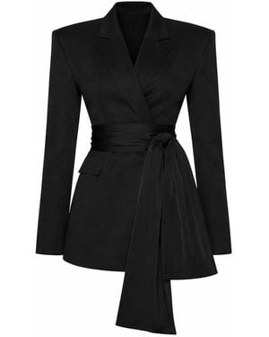 Curated Row Tess Blazer With Waist Tie - Black