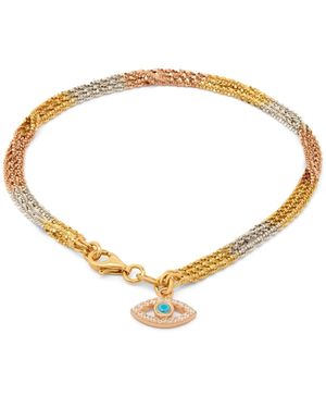 Kaizarin Rose Triple, And Rose Bracelet With Evil Eye Charm Drop - Metallic