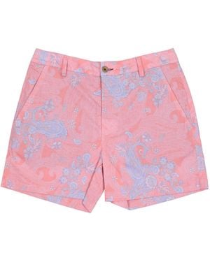 lords of harlech Freda Paisley Explosion Coral Tailored Short - Pink