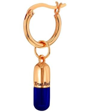 True Rocks Rose 18Kt Rose-Plated & Midnight Mini Pill Charm On Rose Hoop - Blue