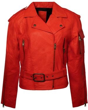 Zasta Studio Tequila Sunrise Trench Leather Jacket - Red