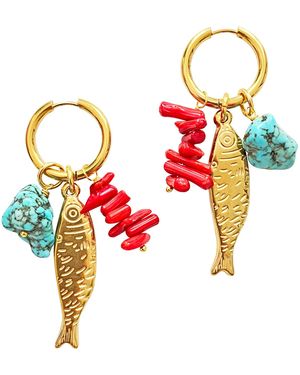 Smilla Brav Fish Coral Earrings Crete - Red