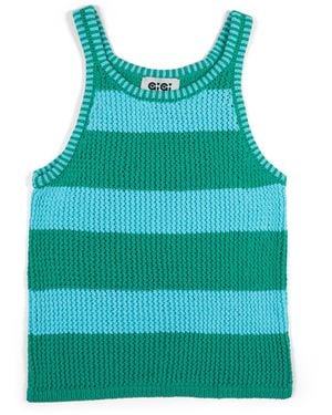Gigi Knitwear Mesh Cotton Tank Top - Green
