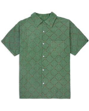 Burrows and Hare Kantha Short Sleeve Shirt - Green