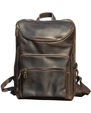 Touri Top Open Leather Backpack - Brown