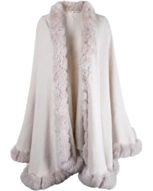 Saachi Faux Fur Cape Ivory Kimono - Gray