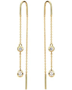 Augustine Jewels Delicate Diamond Threader Earrings - Metallic