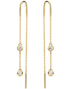 Augustine Jewels Delicate Diamond Threader Earrings - Metallic
