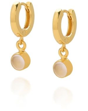 Nellou Jewellery Neutrals Gem Hoop June Birthstone Earrings Plated Sterling - Metallic