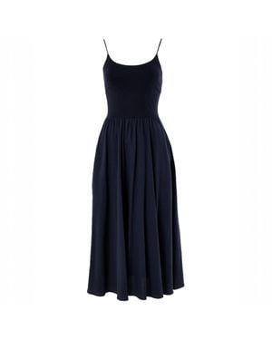 Louche Soumia Jersey Bodice And Recycled Cotton Skirt Midaxi Dress - Blue