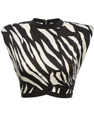 BLUZAT Zebra Printed Top - Black