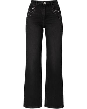 Otthie Embellished High-Waisted Denim Pants - Black