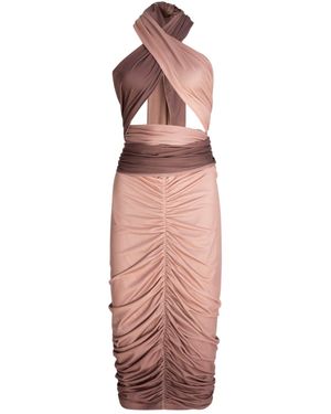 Circular Path Midi Multi-Tie Bodycon Dress - Pink