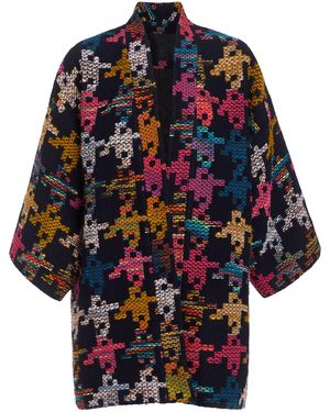 Niran Silvia Aztec Wool Kimono Jacket - Blue