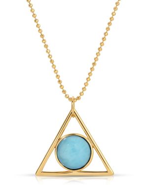 Glamrocks Jewelry Two Faced Double Sided Necklace- Larimar, Moonstone - Blue