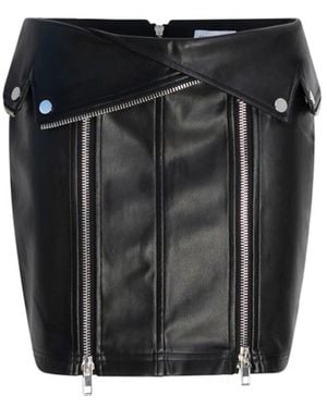 Circular Path Mini Biker Vegan Leather Skirt - Black
