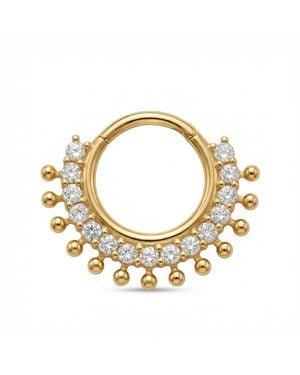 Zahav Jewelry 10K Solid 18G Ornate Cz Septum Hoop - Metallic