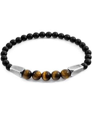 Anchor and Crew Tigers Eye Hukou & Stone Bracelet - Brown