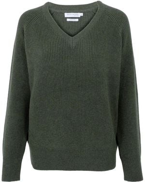 Paul James Knitwear Cotton Tori Ribbed V Neck Jumper - Green