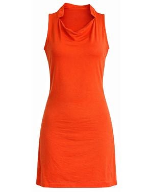 Conquista Elegant Sleeveless Cowl-Neck Dress - Orange