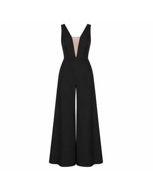Nomi Fame Primrose Deep V-Neck Palazzo Jumpsuit - Black