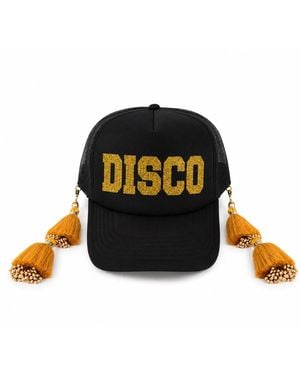 Julia Clancey Disco Glitter Tassel Trucker Cap - Black
