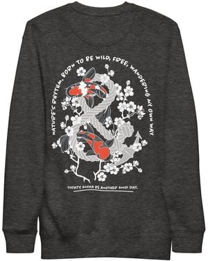 Anchor and Crew Heather Koi Fish Another Good Day Cotton Blend Sweatshirt - Grey