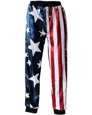 Any Old Iron Reversible Sequin Stars & Stripes Sweatpants - Red