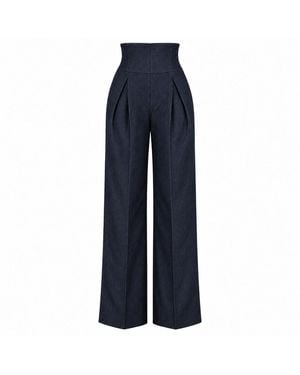 34B Sarah Wide Leg Denim Corset Trousers - Blue