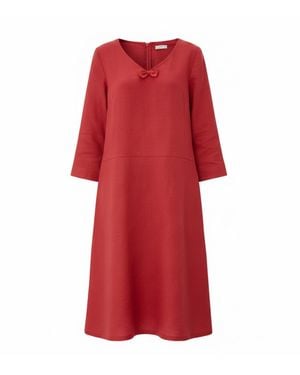 LeMuse Sun — V-Neck Stonewashed Linen Dress - Natural
