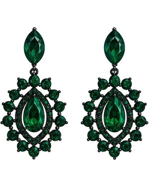 Maison De Gala Emerald Marquise Halo Earrings - Green