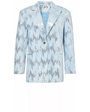 Amy Lynn Teddie Embellished Denim Blazer - Blue