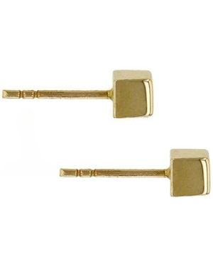 Herself Collections 14K Cube Stud Earrings - Metallic