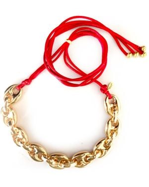 Persia Dona Jewelry Puffy Gg Link Chain Necklace - Red