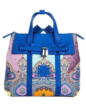 SJW BAGS LONDON Marlowes Velvet Bag - Blue