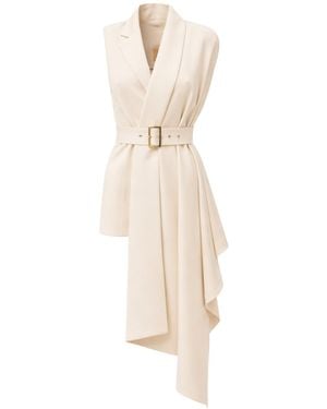 Julia Allert Neutrals Asymmetrical Sleeveless Blazer — Ecru - Natural