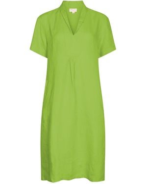 NoLoGo-chic Elodie Short Sleeve Tunic Dress Linen -Parrot - Green