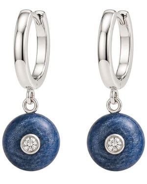 Lily Flo Jewellery Kyanite Diamond Hoop Earrings - Blue