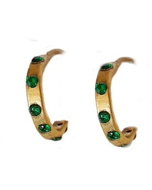 Lily Flo Jewellery Emerald Huggie Hoops - Metallic