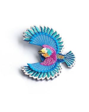 Nana Watanabe Bird Embroidery Brooch - Blue